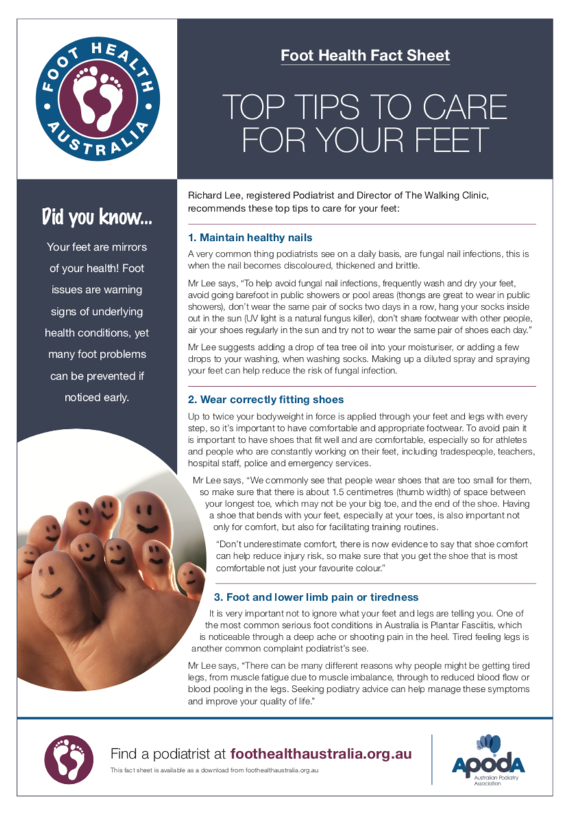 Foot Health Fact Sheets APodA Australian Podiatry Association Ltd